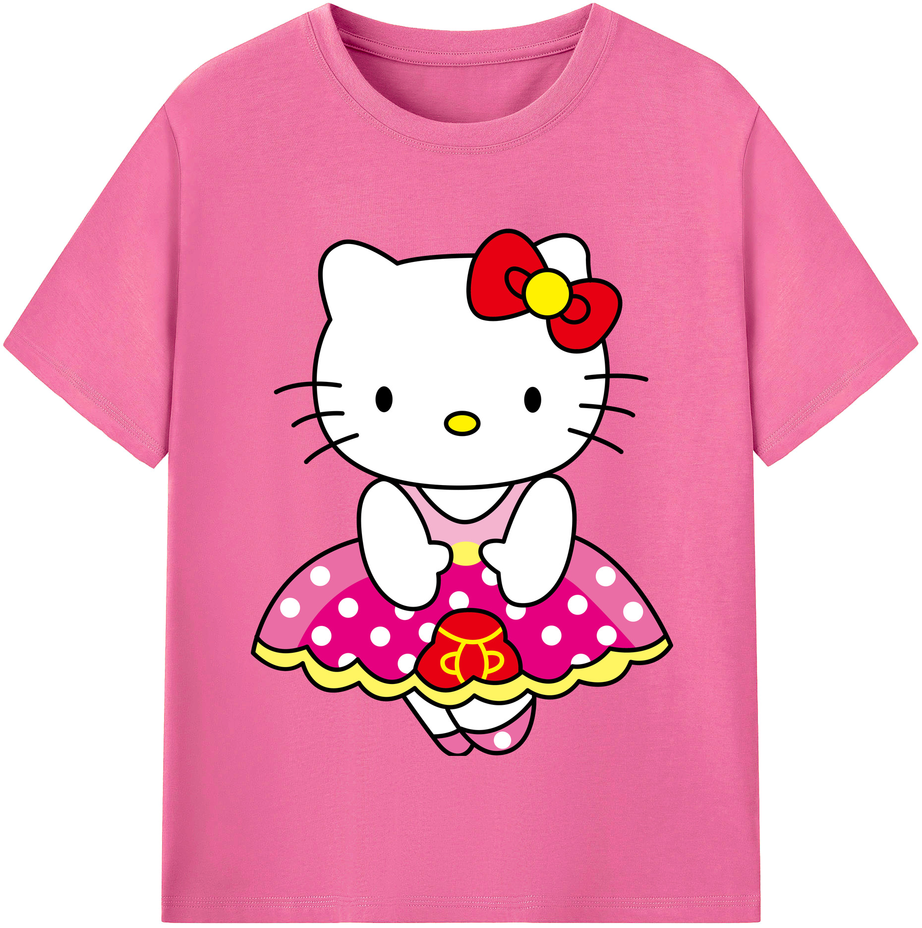 （画像用） Hello Kitty ハローキティ レディースカジュアルプリントTシャツ（綿100％）